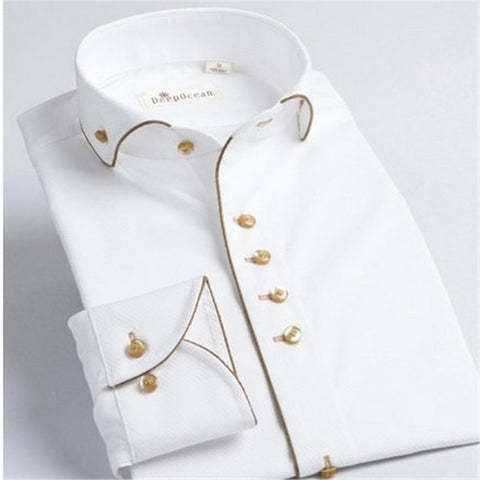 Deepocean Tuxedo Shirt Styles 2019 Camisa Social Masculina 100%  Cotton Brand Shirt White chemise homme French slim Fit Shirts