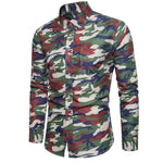 New Arrive 2019 Brand Men Shirt Camouflage Dress Shirt 8 Long Sleeve Slim Fit Camisa Masculina Casual Male Camisa Men Shirts 3XL