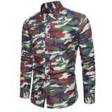 New Arrive 2019 Brand Men Shirt Camouflage Dress Shirt 8 Long Sleeve Slim Fit Camisa Masculina Casual Male Camisa Men Shirts 3XL