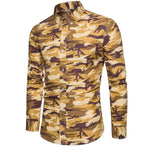 New Arrive 2019 Brand Men Shirt Camouflage Dress Shirt 8 Long Sleeve Slim Fit Camisa Masculina Casual Male Camisa Men Shirts 3XL