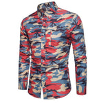 New Arrive 2019 Brand Men Shirt Camouflage Dress Shirt 8 Long Sleeve Slim Fit Camisa Masculina Casual Male Camisa Men Shirts 3XL