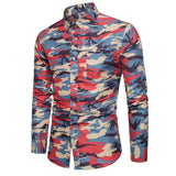 New Arrive 2019 Brand Men Shirt Camouflage Dress Shirt 8 Long Sleeve Slim Fit Camisa Masculina Casual Male Camisa Men Shirts 3XL