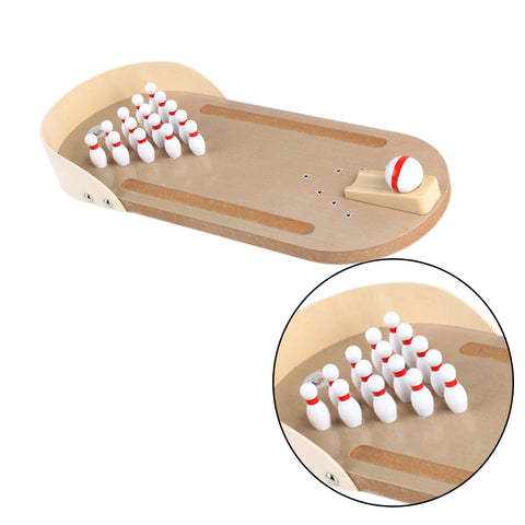 Wooden Mini Desktop Bowling Game Toy Set Tabletop Bowling Toy Classic Desk Ball Kit Finger Hand Happy Party Toy For Kids Adults