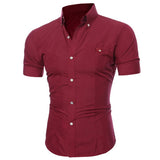 Adisputent 2020 Men's Shirt Fashion Cotton Men Social Shirt Mens Short Sleeve Shirts Male Solid Color Casual Tops Plus Size 3XL