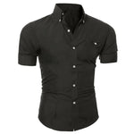 Adisputent 2020 Men's Shirt Fashion Cotton Men Social Shirt Mens Short Sleeve Shirts Male Solid Color Casual Tops Plus Size 3XL