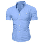 Adisputent 2020 Men's Shirt Fashion Cotton Men Social Shirt Mens Short Sleeve Shirts Male Solid Color Casual Tops Plus Size 3XL