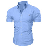 Adisputent 2020 Men's Shirt Fashion Cotton Men Social Shirt Mens Short Sleeve Shirts Male Solid Color Casual Tops Plus Size 3XL