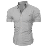 Adisputent 2020 Men's Shirt Fashion Cotton Men Social Shirt Mens Short Sleeve Shirts Male Solid Color Casual Tops Plus Size 3XL