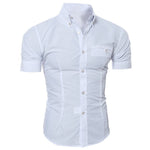 Adisputent 2020 Men's Shirt Fashion Cotton Men Social Shirt Mens Short Sleeve Shirts Male Solid Color Casual Tops Plus Size 3XL