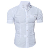 Adisputent 2020 Men's Shirt Fashion Cotton Men Social Shirt Mens Short Sleeve Shirts Male Solid Color Casual Tops Plus Size 3XL