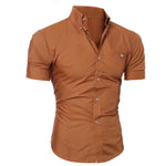 Adisputent 2020 Men's Shirt Fashion Cotton Men Social Shirt Mens Short Sleeve Shirts Male Solid Color Casual Tops Plus Size 3XL
