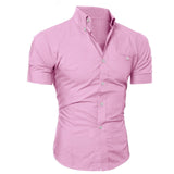 Adisputent 2020 Men's Shirt Fashion Cotton Men Social Shirt Mens Short Sleeve Shirts Male Solid Color Casual Tops Plus Size 3XL