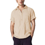 2019 Casual Men's Summer Slim Fit Short Sleeve Muscle Tee Linen shirt Quality Solid Tops Blouse Size M-XXXL