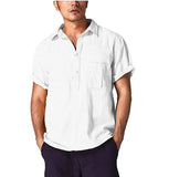 2019 Casual Men's Summer Slim Fit Short Sleeve Muscle Tee Linen shirt Quality Solid Tops Blouse Size M-XXXL