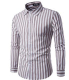 Men's Shirts Night Club Shirt Type Personal Bright Face Vertical Stripe Hundred Sets Men's Leisure Collar Long Sleeve Shirts