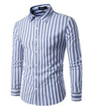 Men's Shirts Night Club Shirt Type Personal Bright Face Vertical Stripe Hundred Sets Men's Leisure Collar Long Sleeve Shirts