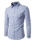 Men's Shirts Night Club Shirt Type Personal Bright Face Vertical Stripe Hundred Sets Men's Leisure Collar Long Sleeve Shirts
