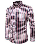 Men's Shirts Night Club Shirt Type Personal Bright Face Vertical Stripe Hundred Sets Men's Leisure Collar Long Sleeve Shirts