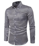 Men's Shirts Night Club Shirt Type Personal Bright Face Vertical Stripe Hundred Sets Men's Leisure Collar Long Sleeve Shirts