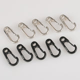 5Pcs EDC Gear Quick Link Mini Carabiner Snap Spring Clip Hook Keychain Survival Tool Buckle Hiking Lots Silver/Black Zinc Alloy