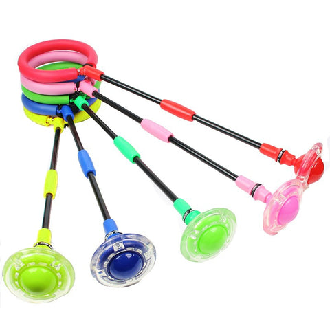 LED Toy Flashing Jumping Ring Colorful Ankle Skip Circle Foldable Swing Ball for Children &T8