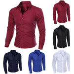 2019 new fashion men's pure color collar shirt long-sleeved slim shirt hot selling close-fitting classic shirt men shirt top clo