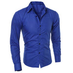 2019 new fashion men's pure color collar shirt long-sleeved slim shirt hot selling close-fitting classic shirt men shirt top clo