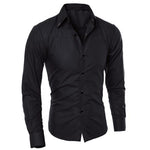 2019 new fashion men's pure color collar shirt long-sleeved slim shirt hot selling close-fitting classic shirt men shirt top clo