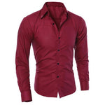 2019 new fashion men's pure color collar shirt long-sleeved slim shirt hot selling close-fitting classic shirt men shirt top clo