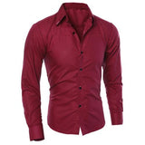 2019 new fashion men's pure color collar shirt long-sleeved slim shirt hot selling close-fitting classic shirt men shirt top clo