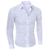 2019 new fashion men's pure color collar shirt long-sleeved slim shirt hot selling close-fitting classic shirt men shirt top clo