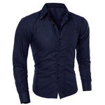 2019 new fashion men's pure color collar shirt long-sleeved slim shirt hot selling close-fitting classic shirt men shirt top clo