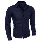 2019 new fashion men's pure color collar shirt long-sleeved slim shirt hot selling close-fitting classic shirt men shirt top clo