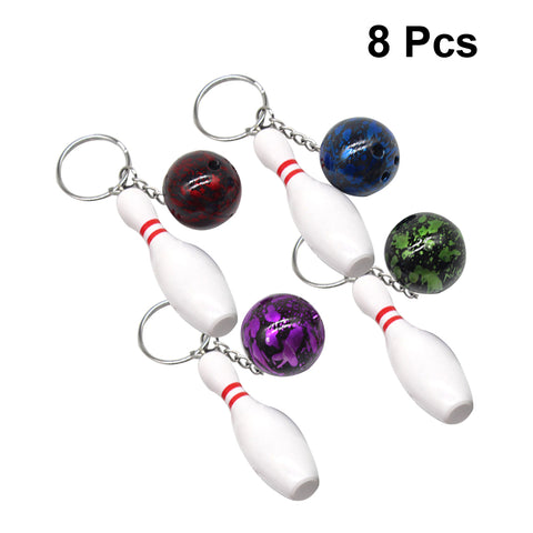 8 Pcs Mini Bowling Keychains Hanging Ornament Portable Decoration Keychain Key Holder Keyring for Friends Children Family