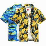 2019 New Male Hawaiian Shirts Fashion Men's Casual Button Hawaii Print Beach Short Sleeve Quick Dry Top Blouse M-5XL