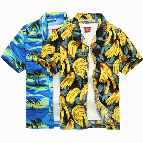 2019 New Male Hawaiian Shirts Fashion Men's Casual Button Hawaii Print Beach Short Sleeve Quick Dry Top Blouse M-5XL