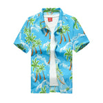2019 New Male Hawaiian Shirts Fashion Men's Casual Button Hawaii Print Beach Short Sleeve Quick Dry Top Blouse M-5XL