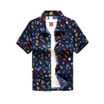2019 New Male Hawaiian Shirts Fashion Men's Casual Button Hawaii Print Beach Short Sleeve Quick Dry Top Blouse M-5XL