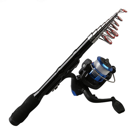 ABUO-Mini Portable Telescopic Fishing Rod Spinning Carbon Fish Hand Fishing Tackle Sea Rod Ocean Rod Fishing Pole 1.0M