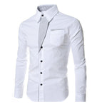 Men Color Block Stripe Slim Fite Long Sleeve Button Turn Down Collar Shirt Top