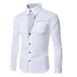 Men Color Block Stripe Slim Fite Long Sleeve Button Turn Down Collar Shirt Top