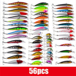 Kit Set Of Wobblers Carp Minnow Hard/Artificial/Fake Bait For Fishing Tackle/Lure Mixed Swimbait Crankbaits Trolling Pike 56pcs