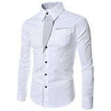 Fashion Men Stand Collar Long Sleeve Color Block Button up Shirt Slimted Fitted Top Hand-wash Regular Cotton Blend Long Sleeve