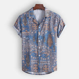 Factory direct sales Men's Summer Fashion Casual Lapel Print Short Sleeve Shirt Top Blouse Men's Shirts Winter  Purchasing