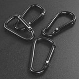 2020 New Hot Practical 10 Pcs Black D Shaped Aluminum Alloy Carabiner Hook Keychain Climbing Equipment Karabiner Mosqueton