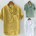 Men  pure linen pullover Men Casual Shirts