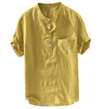 Men  pure linen pullover Men Casual Shirts