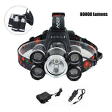 Newly 80000LM 5 LED XML-T6 Rechargeable USB Headlamp Head Light BN99