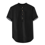 2019 Summer Men Baggy Solid Cotton Linen Short Sleeve Button Plus Size Shirt Tops Blouse M-3XL hawaiian camisa masculina