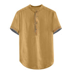 2019 Summer Men Baggy Solid Cotton Linen Short Sleeve Button Plus Size Shirt Tops Blouse M-3XL hawaiian camisa masculina